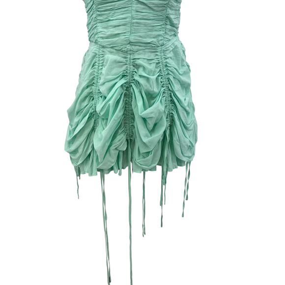 Urban Outfitters Kimchi Blue Belladonna Dress Ruched Mini Turquoise Size Medium - Picture 5 of 14